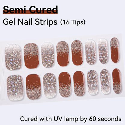Semi-Cured Gel Nail Strips - Real Gel Finish (16 Tips) - UV/LED lamp Required