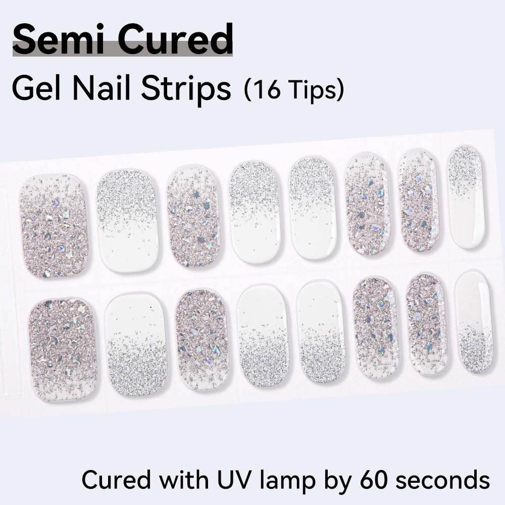 Semi-Cured Gel Nail Strips - Real Gel Finish (16 Tips) - UV/LED lamp Required
