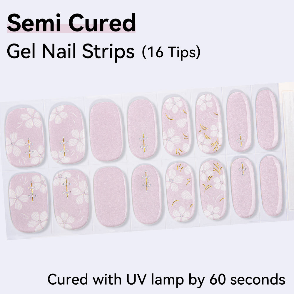 Semi-Cured Gel Nail Strips - Real Gel Finish (16 Tips) - UV/LED lamp Required