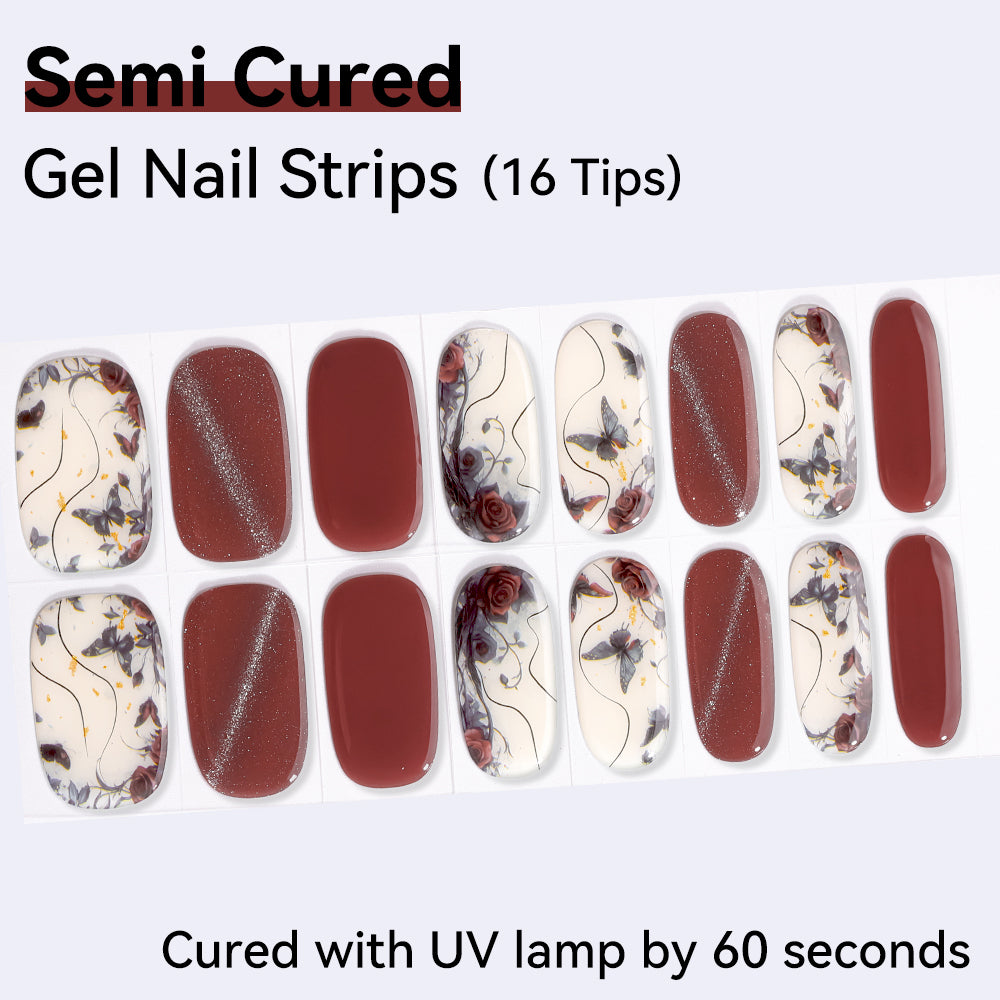 Semi-Cured Gel Nail Strips - Real Gel Finish (16 Tips) - UV/LED lamp Required