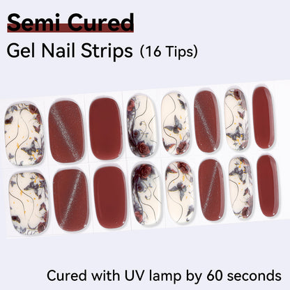 Semi-Cured Gel Nail Strips - Real Gel Finish (16 Tips) - UV/LED lamp Required