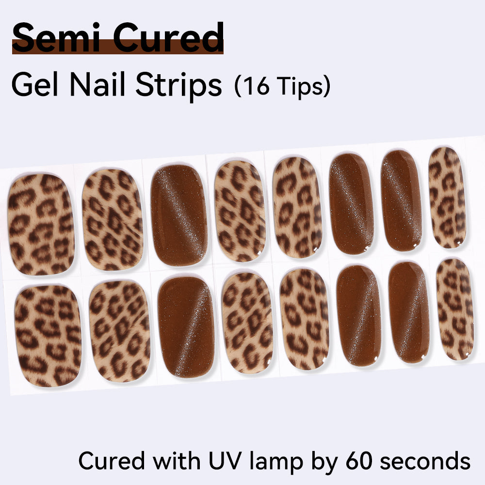 Semi-Cured Gel Nail Strips - Real Gel Finish (16 Tips) - UV/LED lamp Required