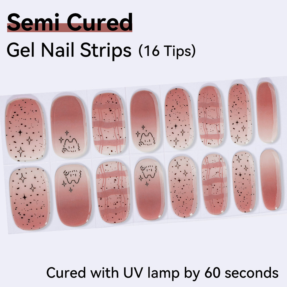 Semi-Cured Gel Nail Strips - Real Gel Finish (16 Tips) - UV/LED lamp Required