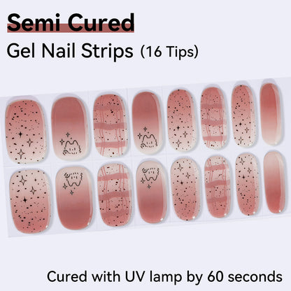 Semi-Cured Gel Nail Strips - Real Gel Finish (16 Tips) - UV/LED lamp Required