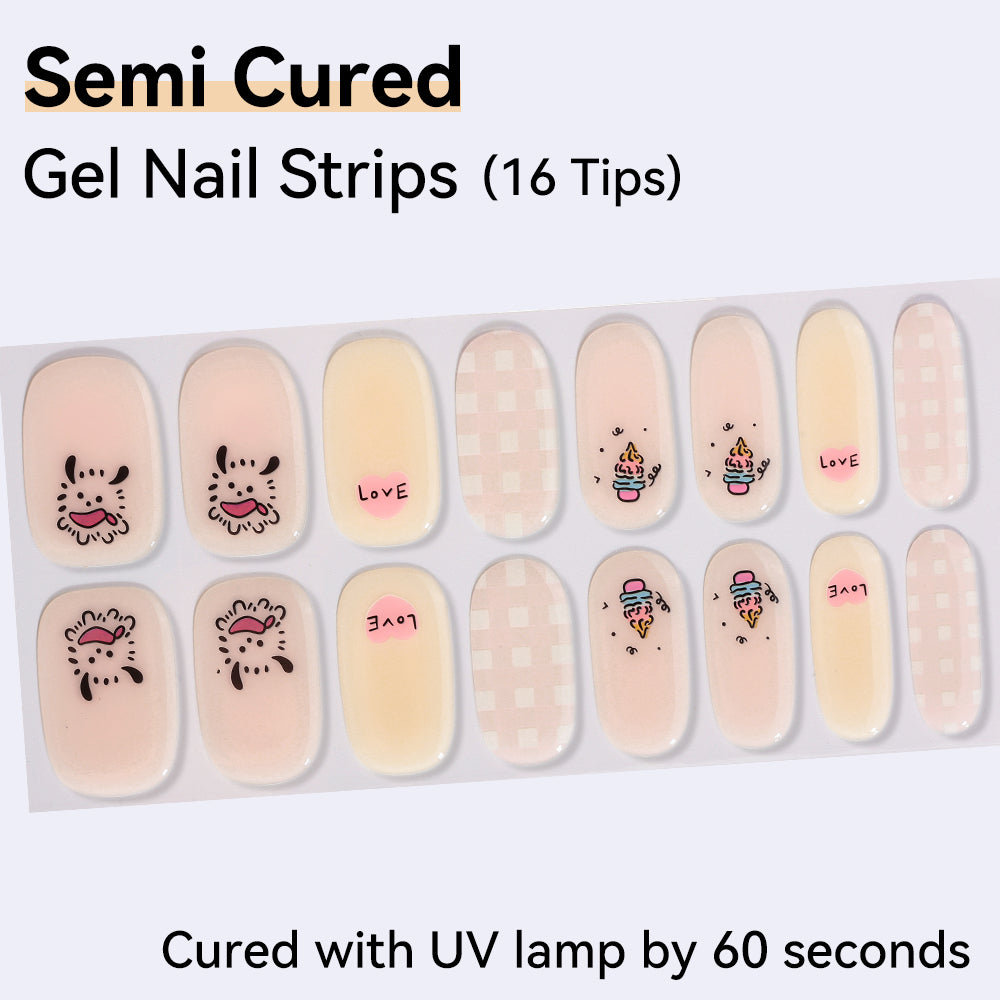 Semi-Cured Gel Nail Strips - Real Gel Finish (16 Tips) - UV/LED lamp Required