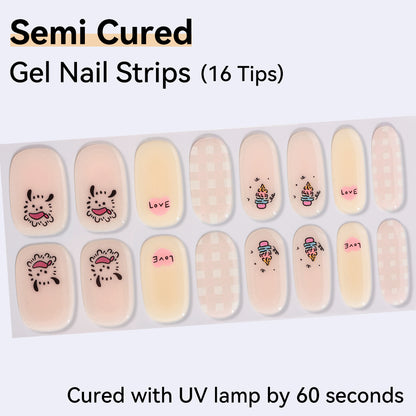 Semi-Cured Gel Nail Strips - Real Gel Finish (16 Tips) - UV/LED lamp Required