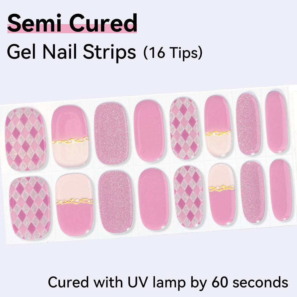 Semi-Cured Gel Nail Strips - Real Gel Finish (16 Tips) - UV/LED lamp Required