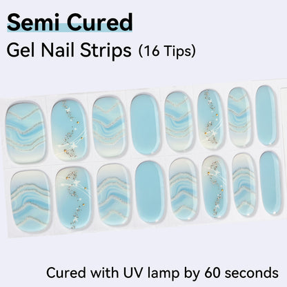 Semi-Cured Gel Nail Strips - Real Gel Finish (16 Tips) - UV/LED lamp Required