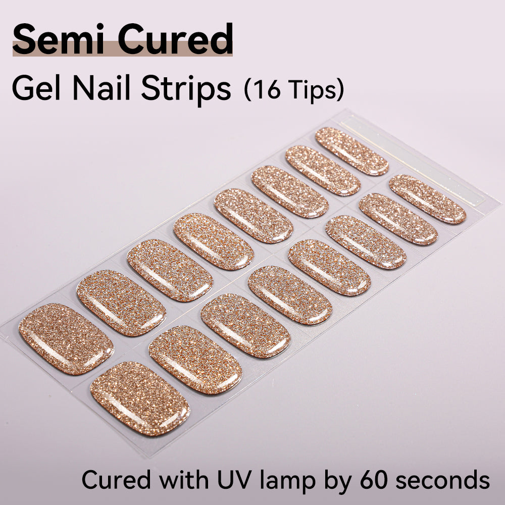 Semi-Cured Gel Nail Strips - Real Gel Finish (16 Tips) - UV/LED lamp Required