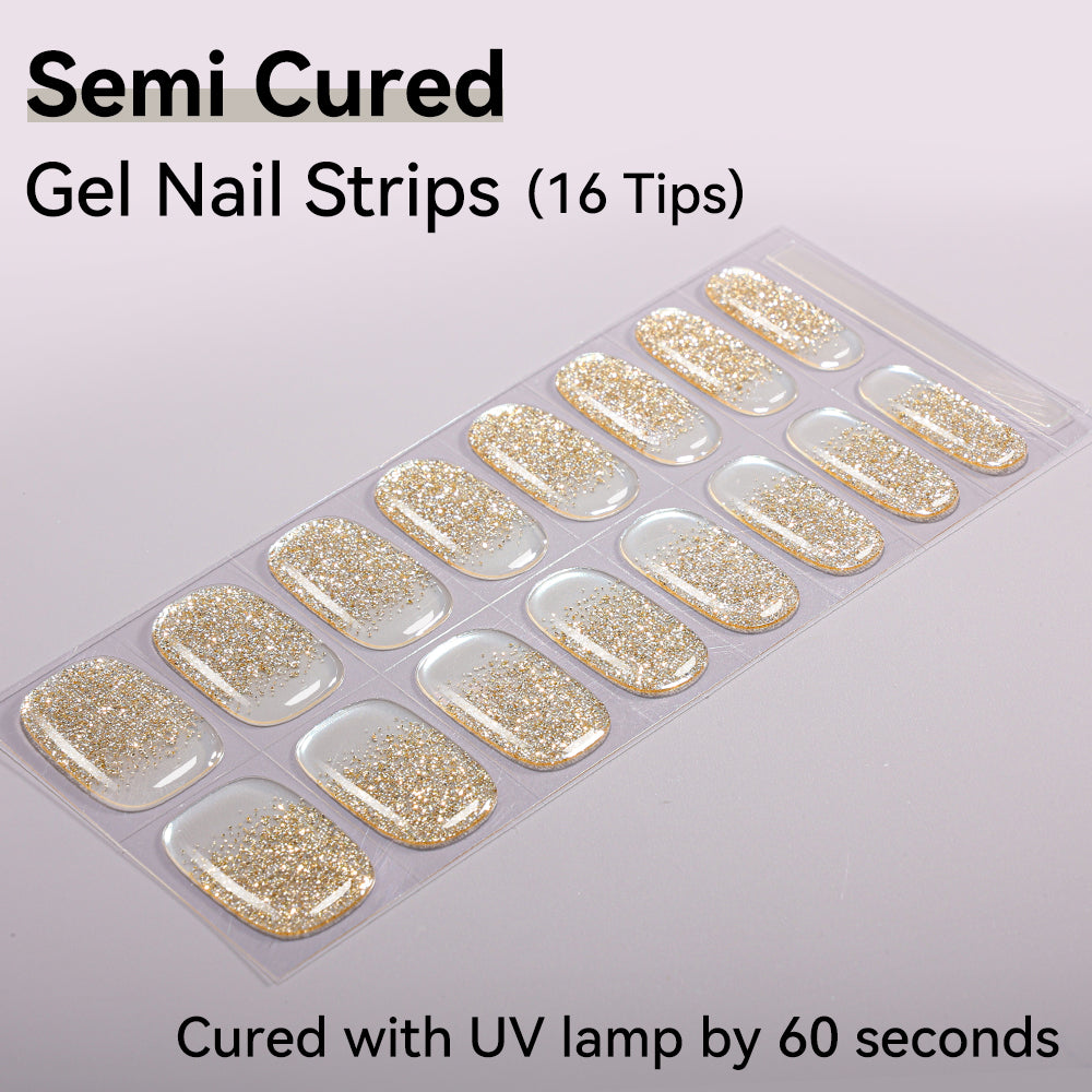 Semi-Cured Gel Nail Strips - Real Gel Finish (16 Tips) - UV/LED lamp Required