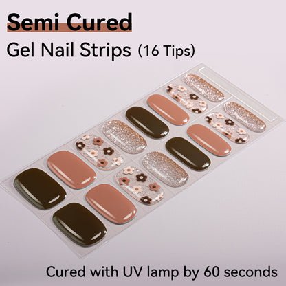 Semi-Cured Gel Nail Strips - Real Gel Finish (16 Tips) - UV/LED lamp Required