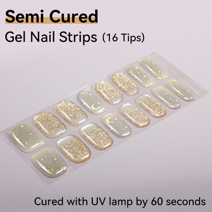 Semi-Cured Gel Nail Strips - Real Gel Finish (16 Tips) - UV/LED lamp Required