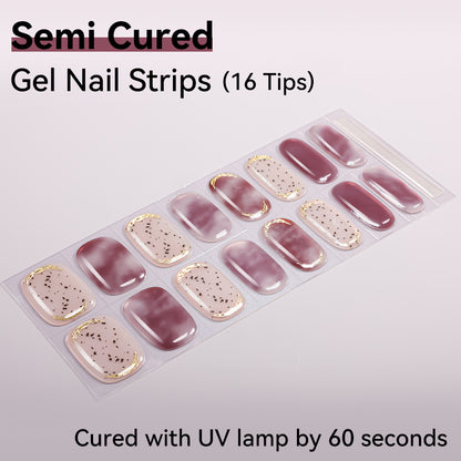 Semi-Cured Gel Nail Strips - Real Gel Finish (16 Tips) - UV/LED lamp Required