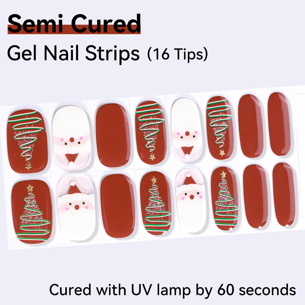Semi-Cured Gel Nail Strips - Real Gel Finish (16 Tips) - UV/LED lamp Required