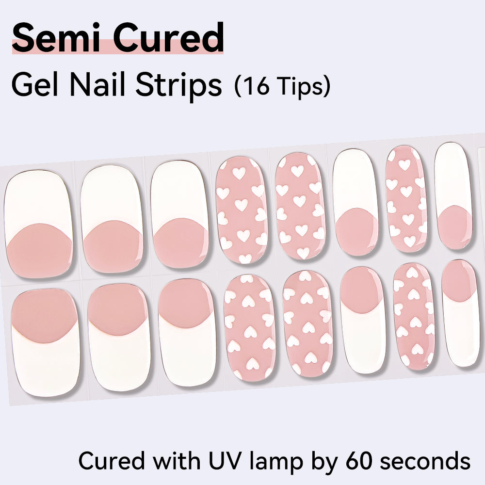 Semi-Cured Gel Nail Strips - Real Gel Finish (16 Tips) - UV/LED lamp Required