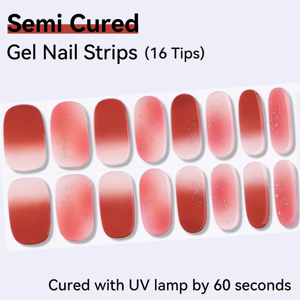 Semi-Cured Gel Nail Strips - Real Gel Finish (16 Tips) - UV/LED lamp Required