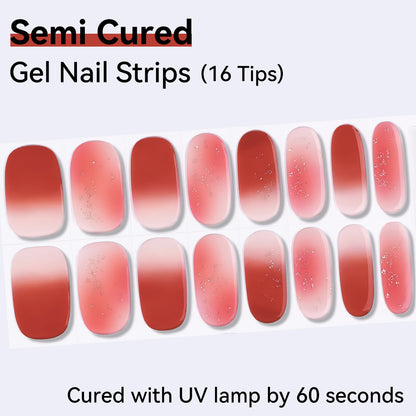 Semi-Cured Gel Nail Strips - Real Gel Finish (16 Tips) - UV/LED lamp Required