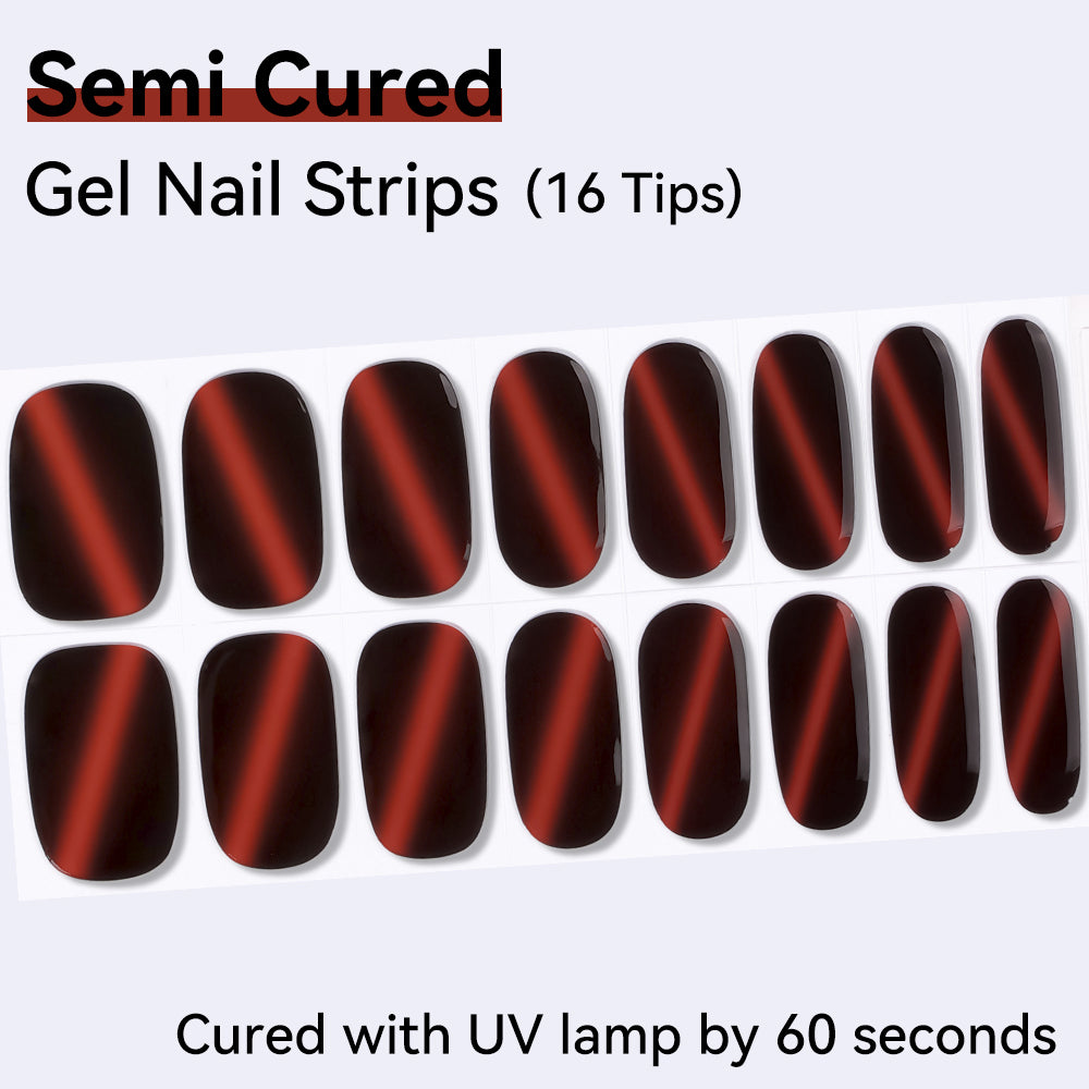 Semi-Cured Gel Nail Strips - Real Gel Finish (16 Tips) - UV/LED lamp Required