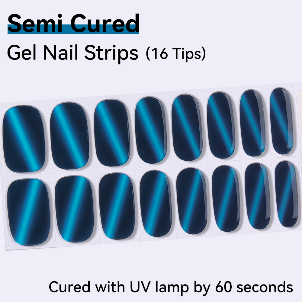 Semi-Cured Gel Nail Strips - Real Gel Finish (16 Tips) - UV/LED lamp Required