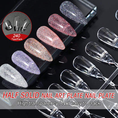 240tips/bag Fully Transparent Acrylic Nails Set Press on Nails Tips Almond Shape Nail Extension Practice Manicure Tool