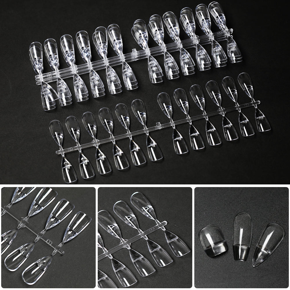 240tips/bag Fully Transparent Acrylic Nails Set Press on Nails Tips Almond Shape Nail Extension Practice Manicure Tool