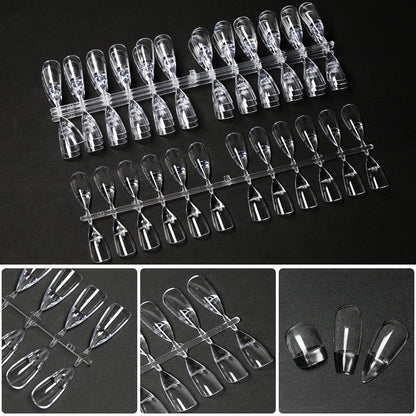 240tips/bag Fully Transparent Acrylic Nails Set Press on Nails Tips Almond Shape Nail Extension Practice Manicure Tool