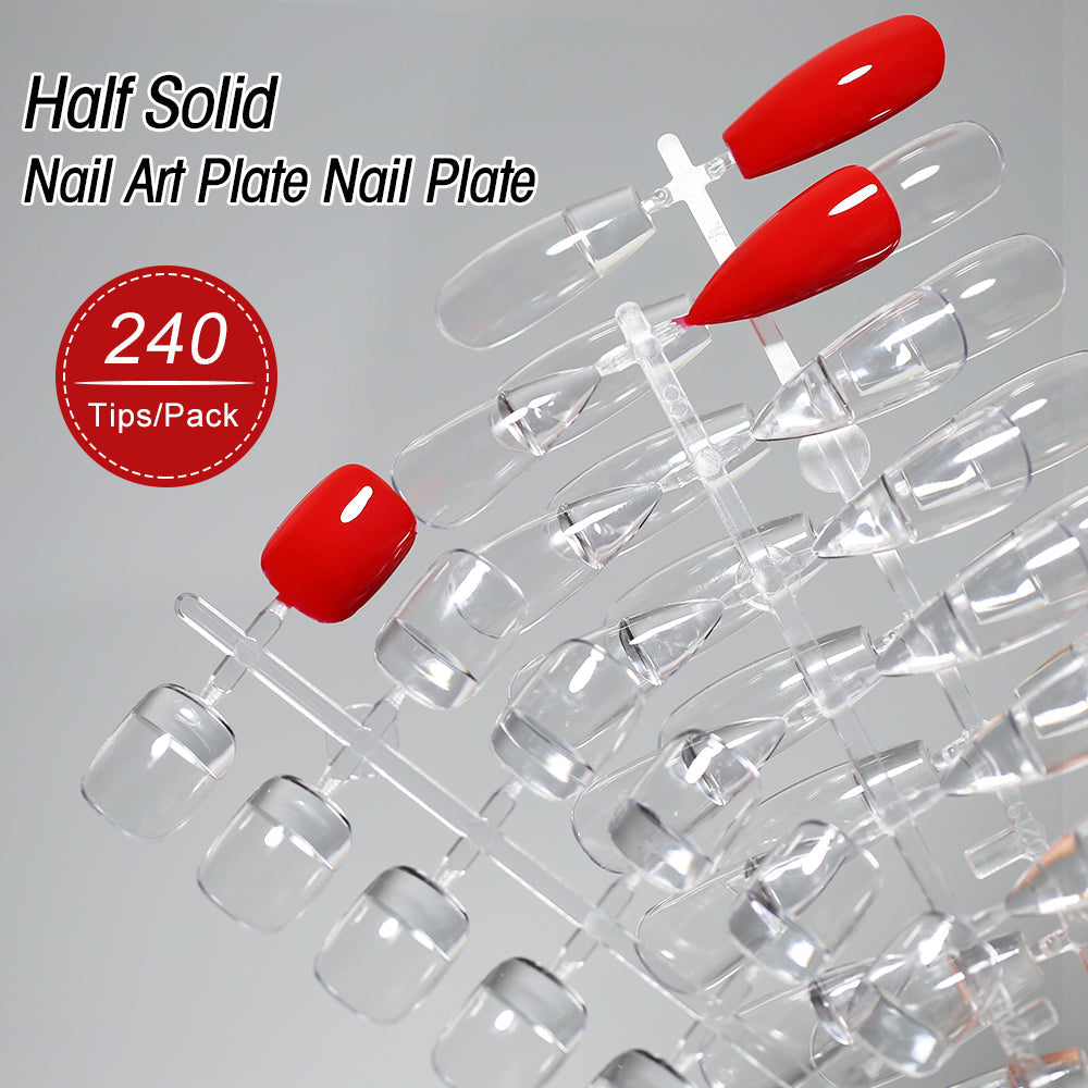 240tips/bag Fully Transparent Acrylic Nails Set Press on Nails Tips Almond Shape Nail Extension Practice Manicure Tool