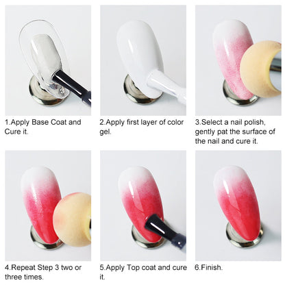 NAILCO 1PC Rhinestone Handle + 6PCS Sponge Head Nails Art Brushes