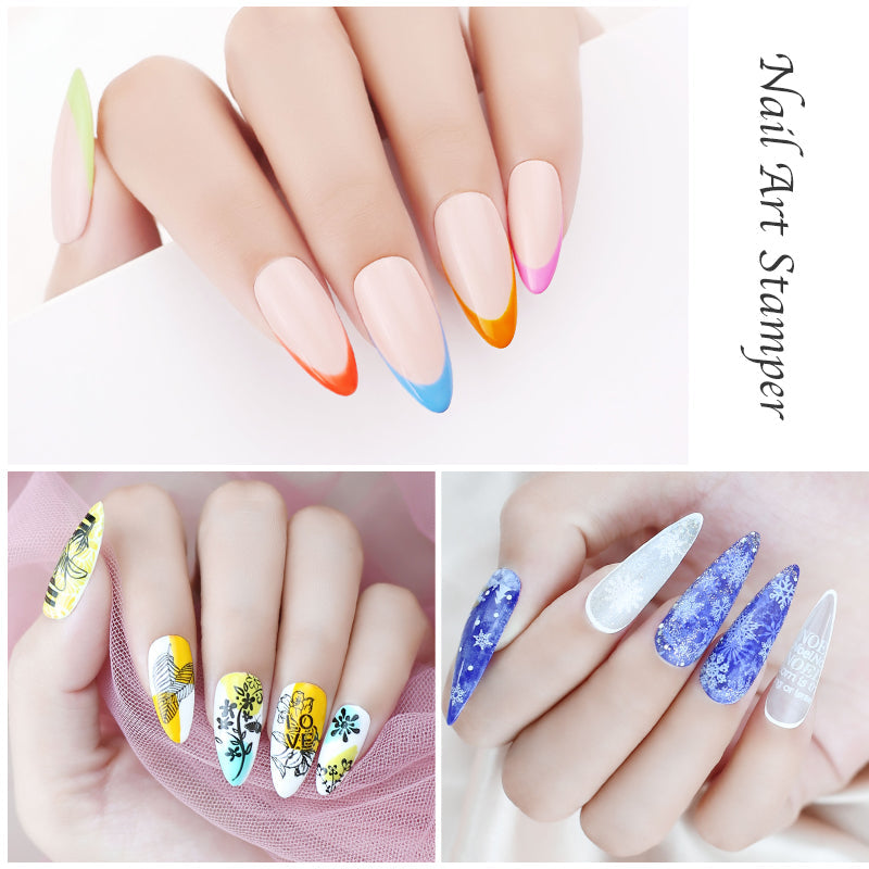 NAILCO 1 Set Jelly Silicone Nail Stamper & Nail Scraper For French Nails