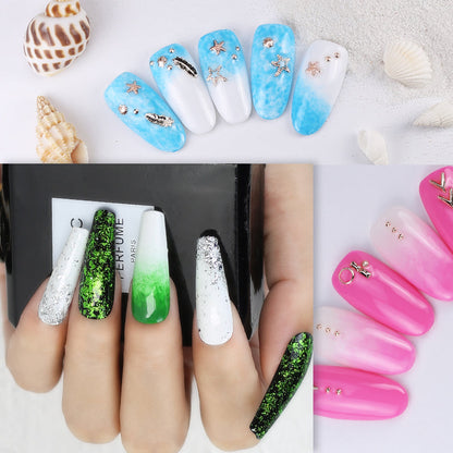 NAILCO 1PC Rhinestone Handle + 6PCS Sponge Head Nails Art Brushes